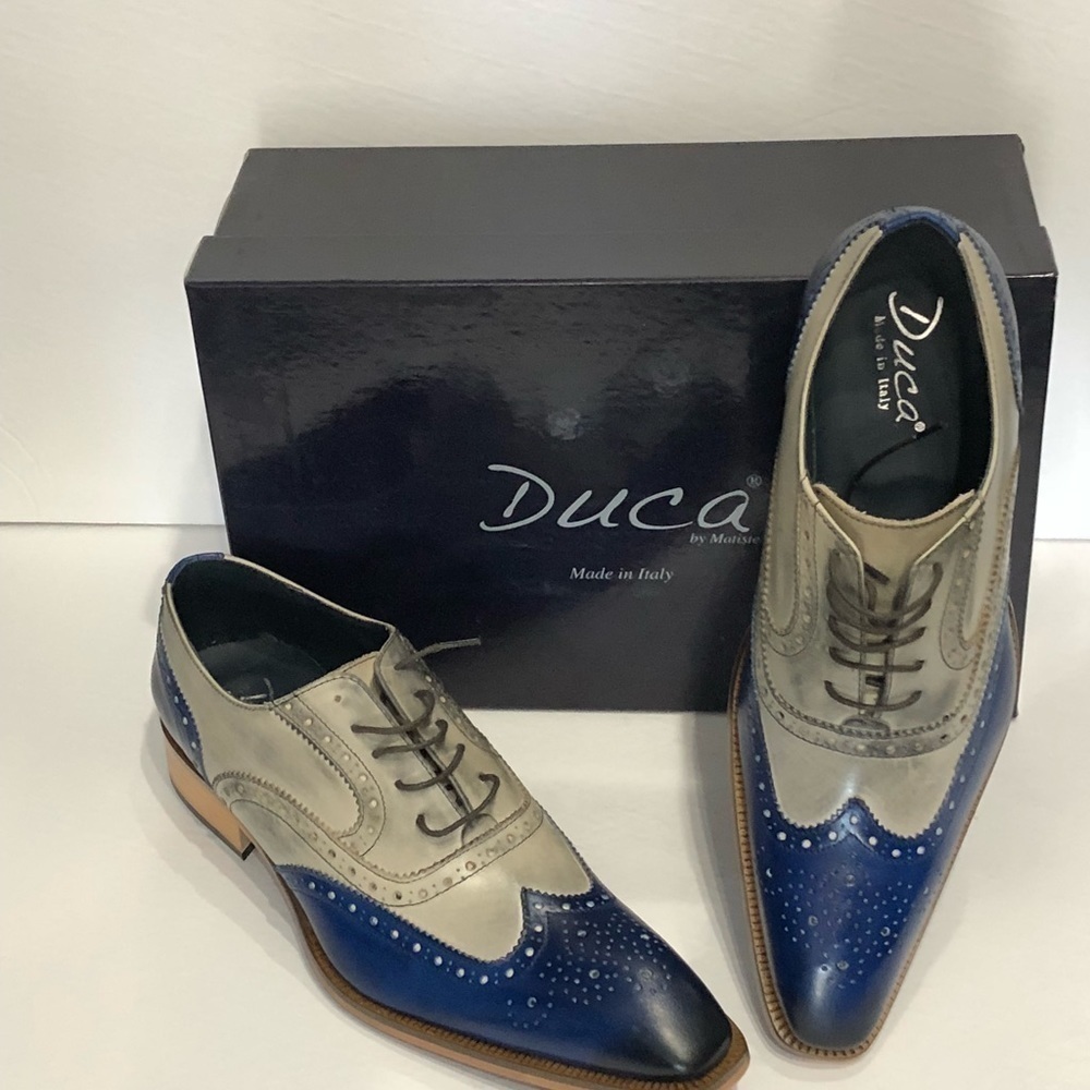 Duca’s shoes wingtip blue/bone oxford Italian